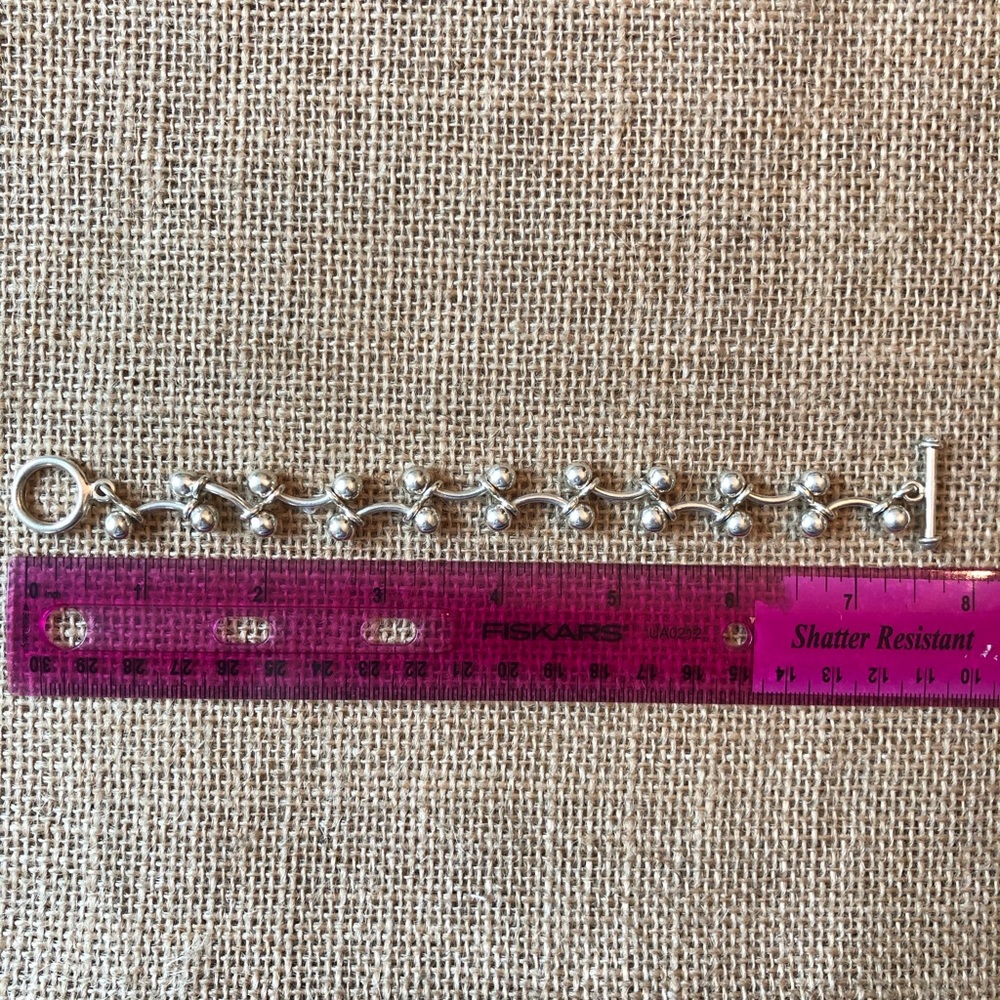 Silpada Sterling DNA Ball Barbell Toggle Bracelet - Picture 2 of 5
